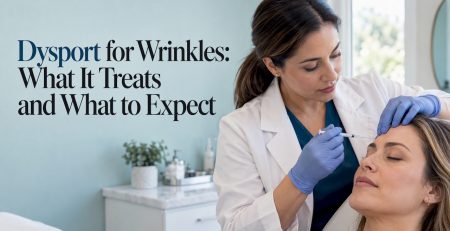 Clinician administering a forehead injection