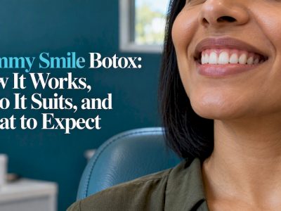 Woman demonstrating upper gum exposure