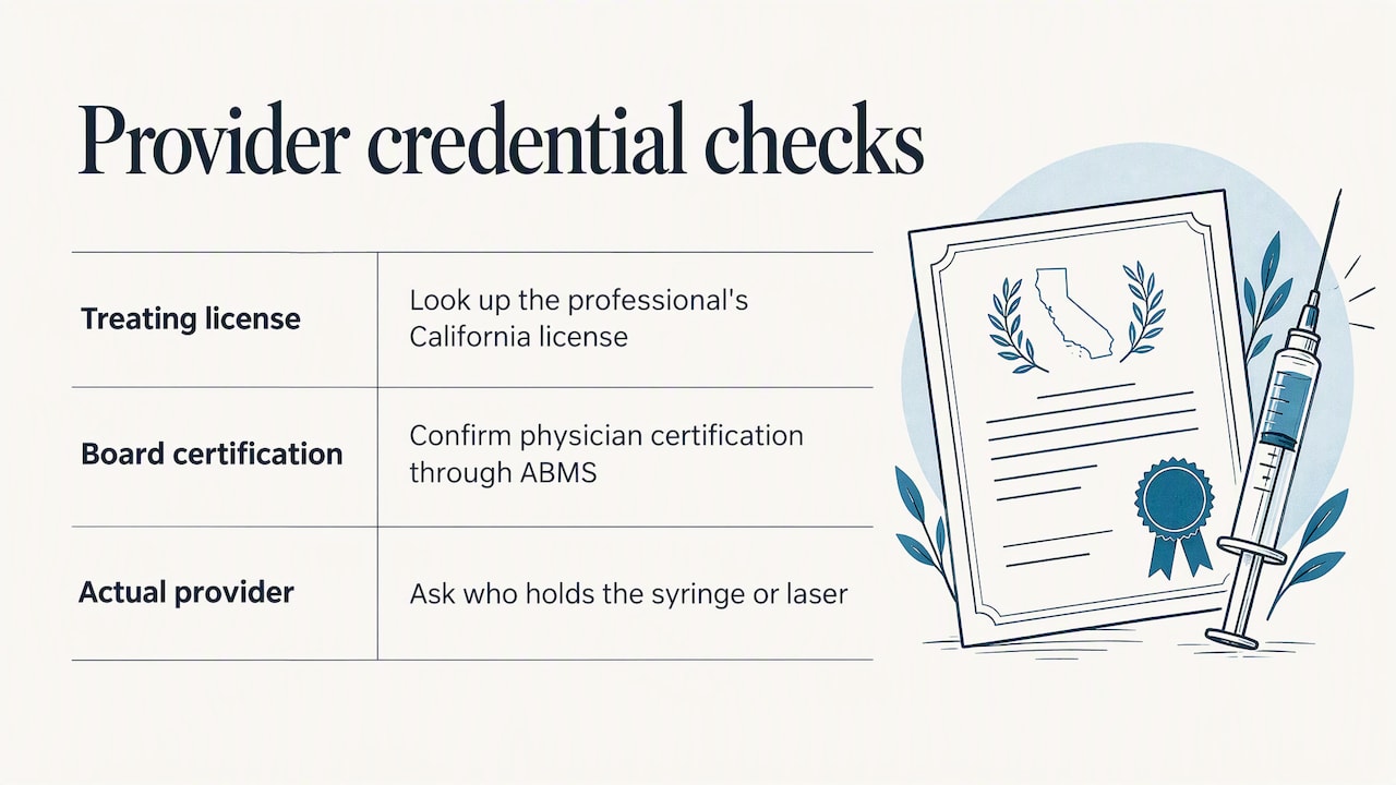 Three checks for med spa provider credentials