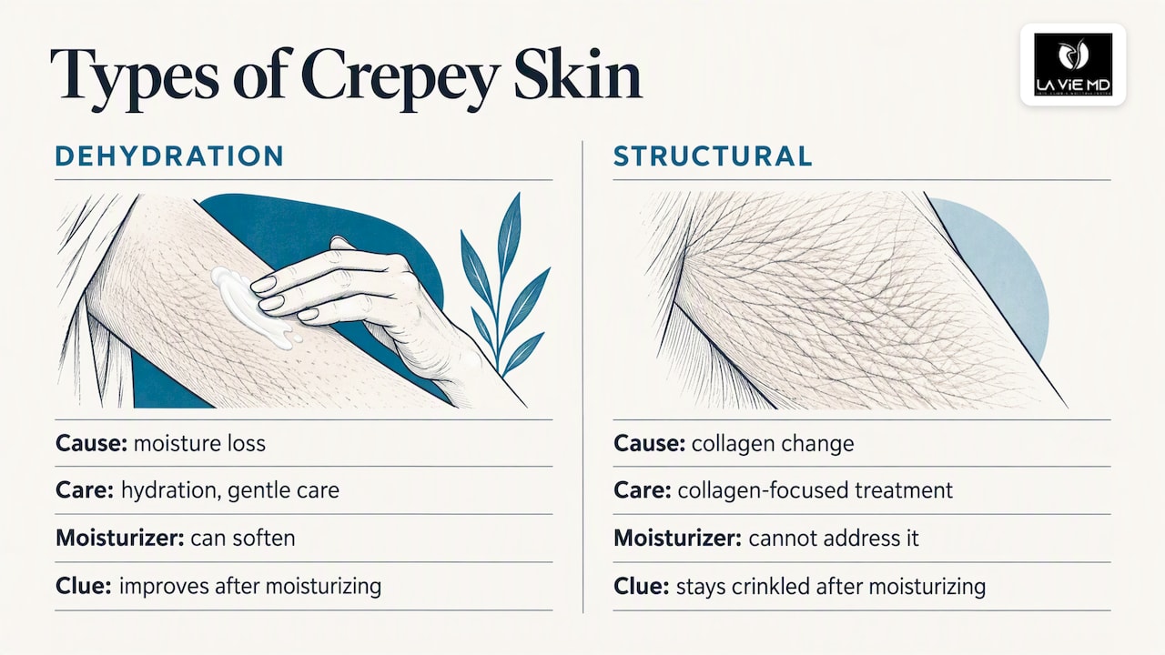 Comparison of dehydration and structural crepiness