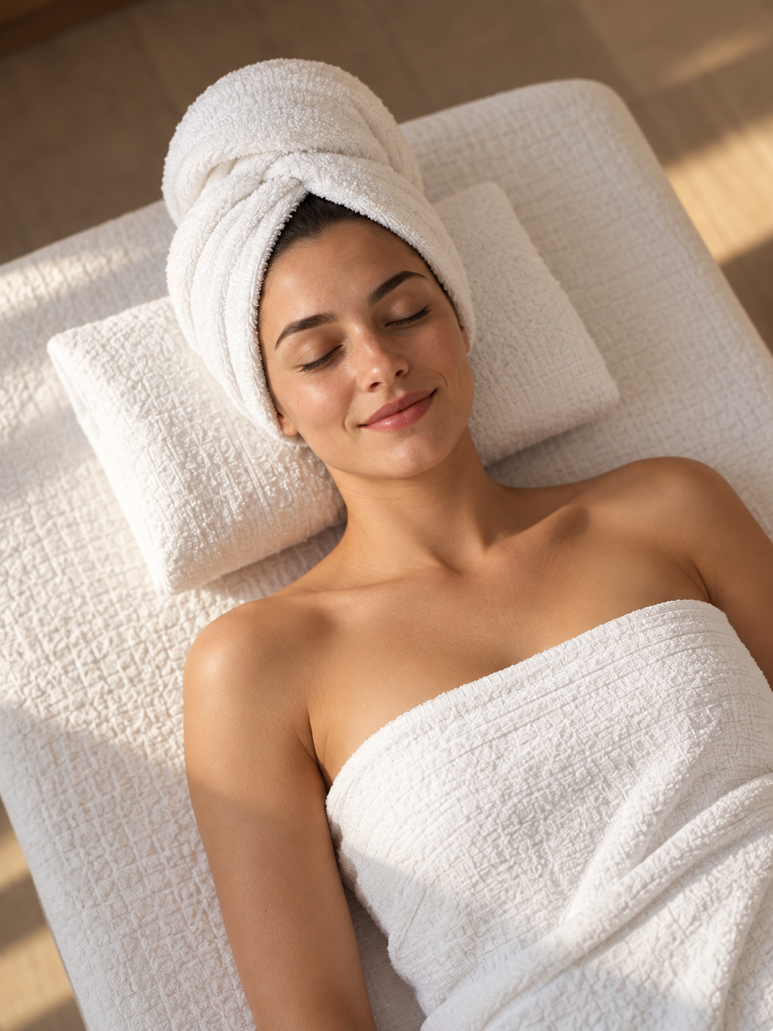 Relaxing after a facial treatment in Los Gatos